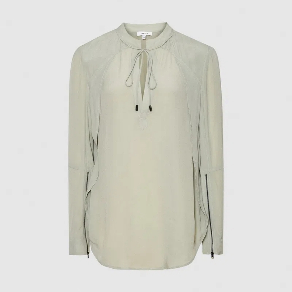 REISS | $185 Frances Zip Cuff Silk Blend Blouse - Picture 5 of 5